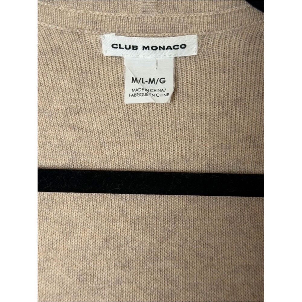 Club Monaco Cashmere Blend Open Front Shawl Collar Long Vest Beige M-L Cozy - Picture 3 of 11